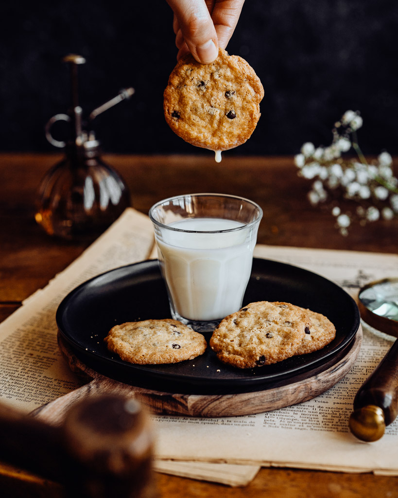 Photographe culinaire - Cookie verre de lait